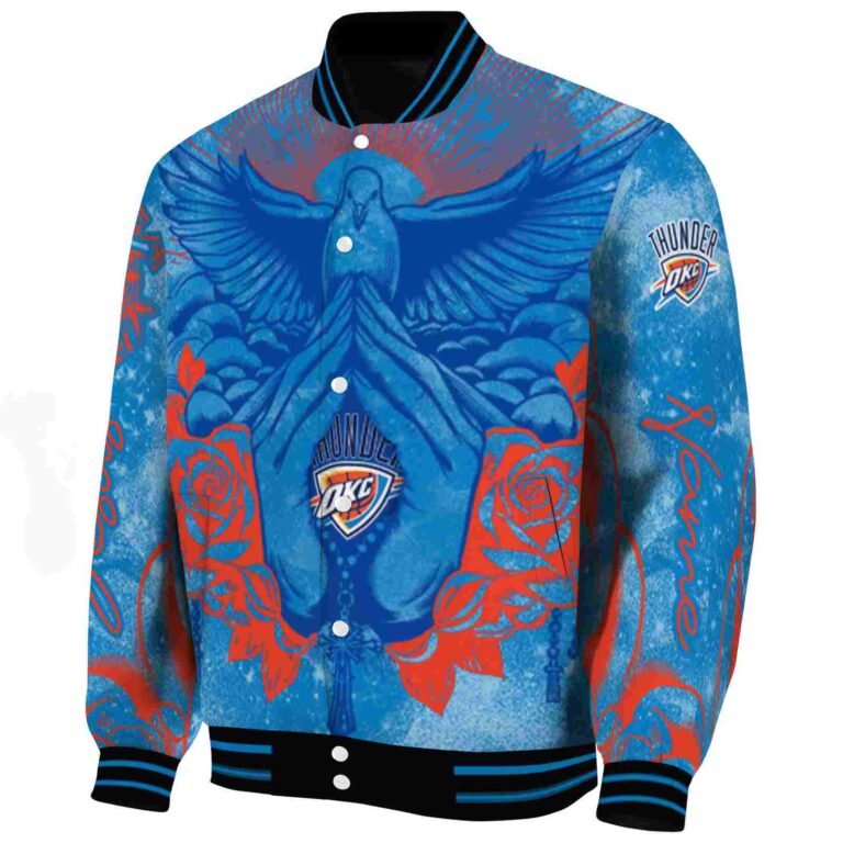 custom oklahoma city thunder praying hands blue jacket best selling