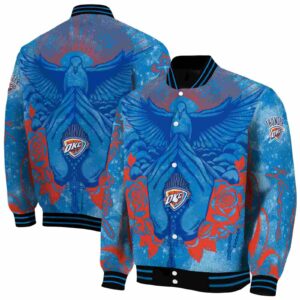 custom oklahoma city thunder praying hands blue jacket fashion forward