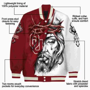custom oklahoma sooners jesus tears crimson white jacket new arrival