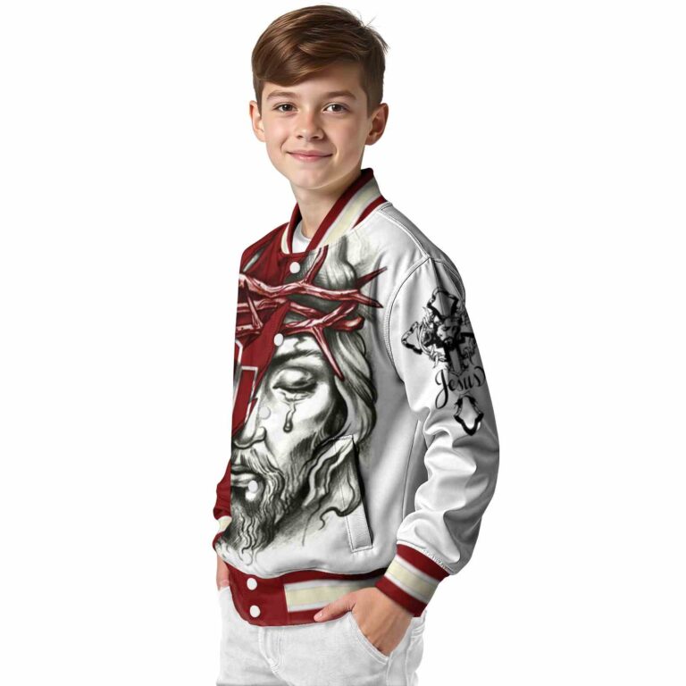 custom oklahoma sooners jesus tears crimson white jacket trendy