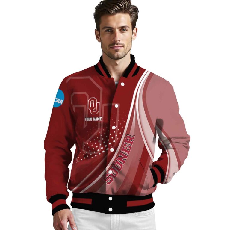 custom oklahoma sooners wave patterns crimson jacket high quality