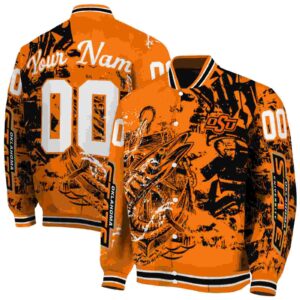 custom oklahoma state cowboys fishing art orange jacket fashion forward