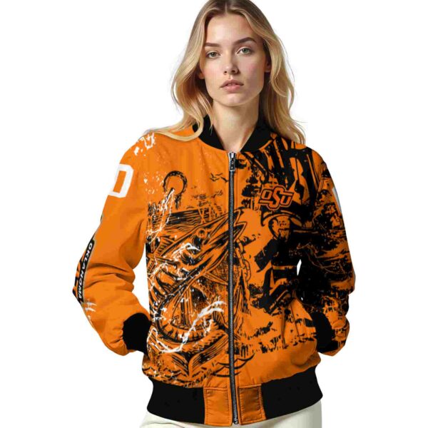 custom oklahoma state cowboys fishing art orange jacket latest model