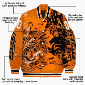 custom oklahoma state cowboys fishing art orange jacket new arrival