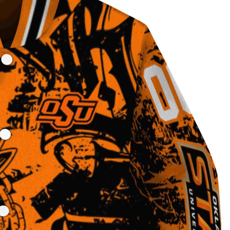 custom oklahoma state cowboys fishing art orange jacket premium grade