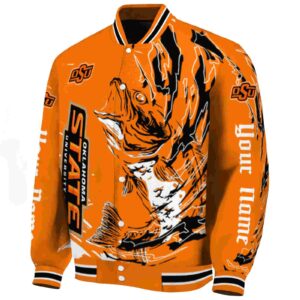 custom oklahoma state cowboys fishing passion orange white jacket best selling