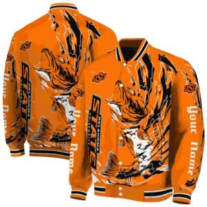 custom oklahoma state cowboys fishing passion orange white jacket fashion forward