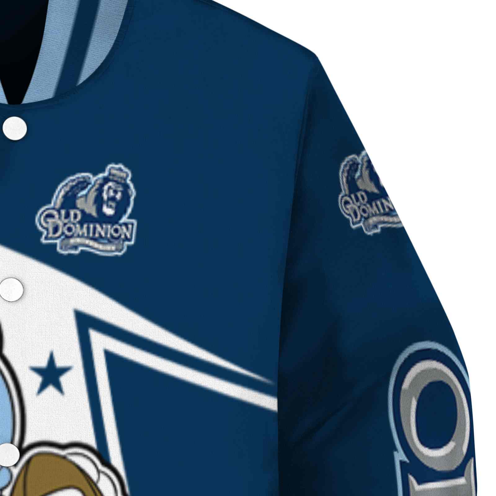 custom old dominion monarchs mickey football blue white jacket premium grade custom old dominion monarchs mickey football blue white jacket premium grade