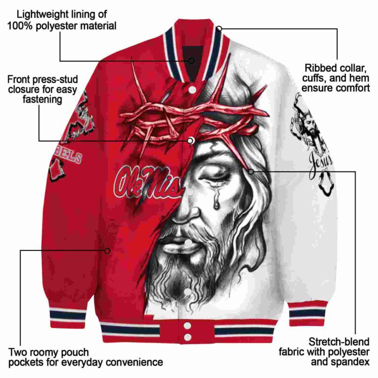 custom ole miss rebels jesus tears red white jacket new arrival