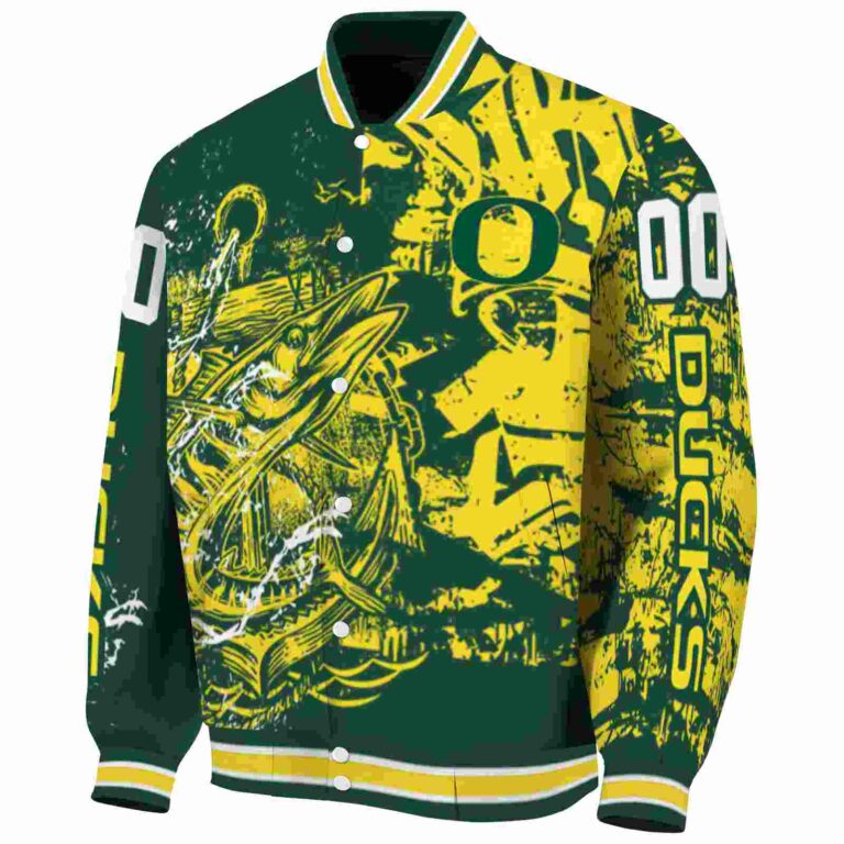 custom oregon ducks fishing art green jacket best selling