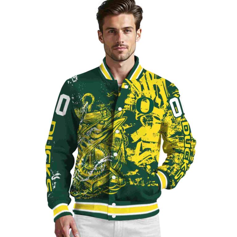 custom oregon ducks fishing art green jacket high quality