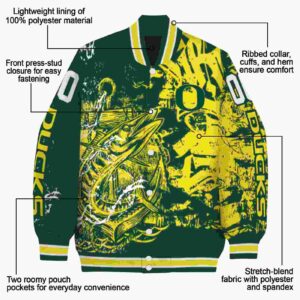custom oregon ducks fishing art green jacket new arrival