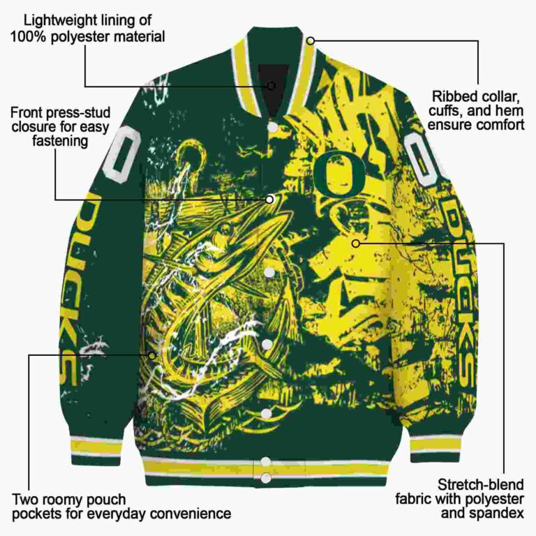custom oregon ducks fishing art green jacket new arrival