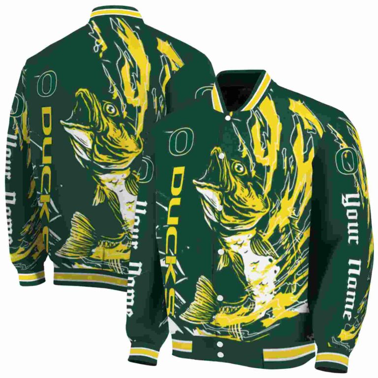 custom oregon ducks fishing passion green white jacket fashion forward