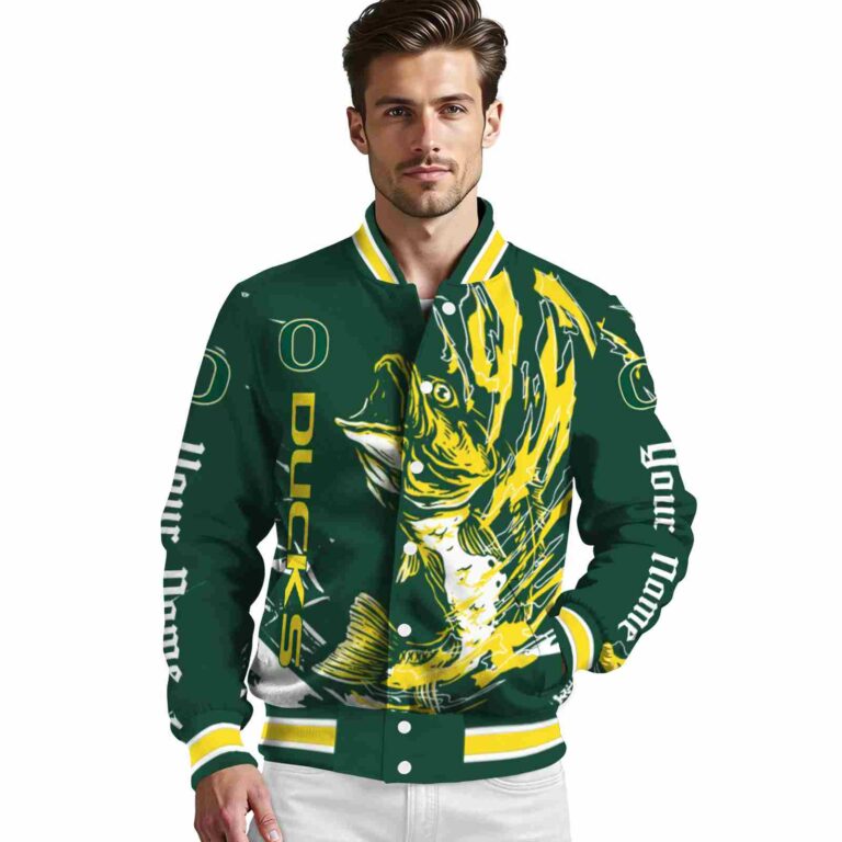 custom oregon ducks fishing passion green white jacket high quality