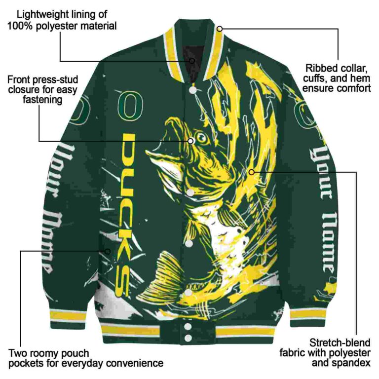 custom oregon ducks fishing passion green white jacket new arrival