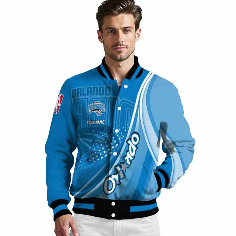 custom orlando magic wave patterns blue jacket high quality