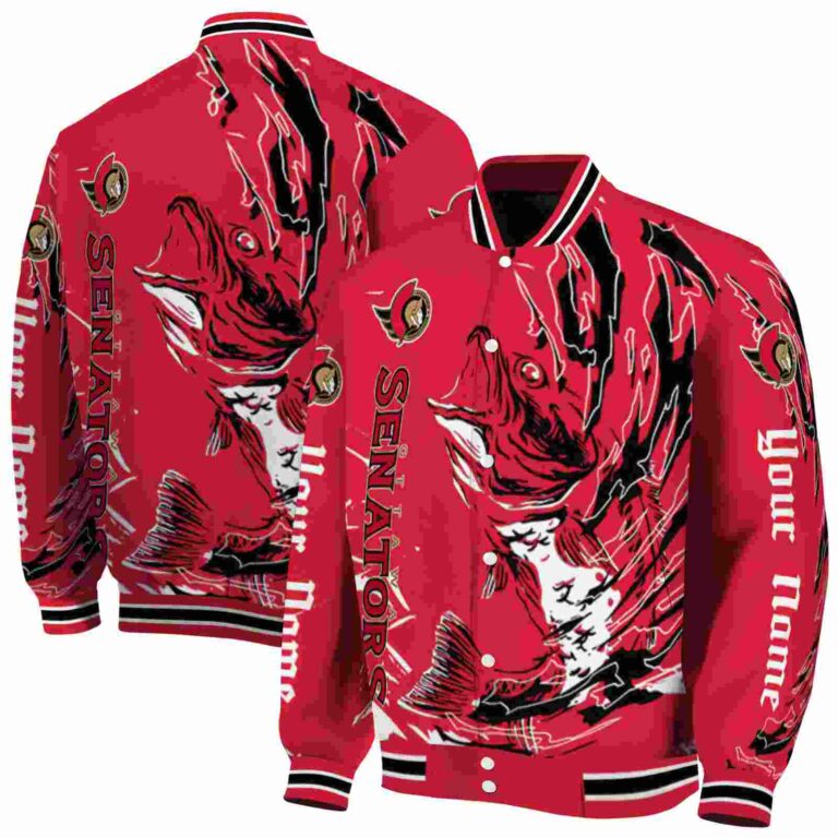 custom ottawa senators fishing passion red white jacket fashion forward