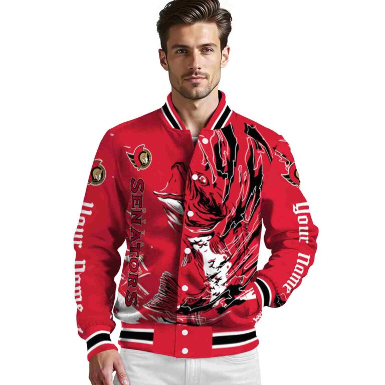 custom ottawa senators fishing passion red white jacket high quality