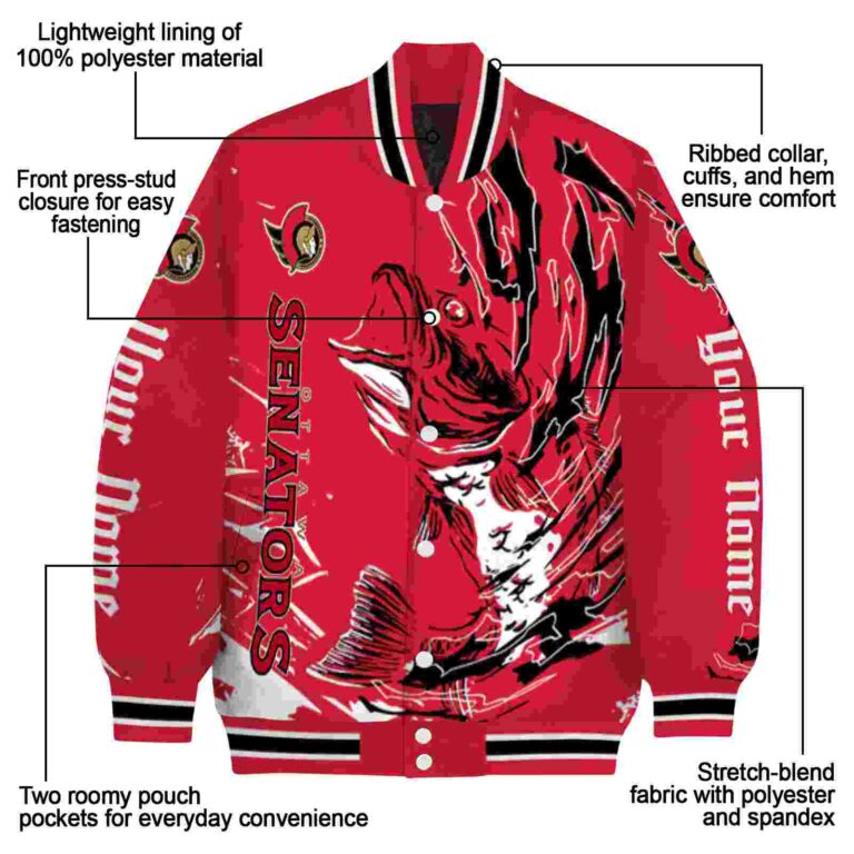 custom ottawa senators fishing passion red white jacket new arrival