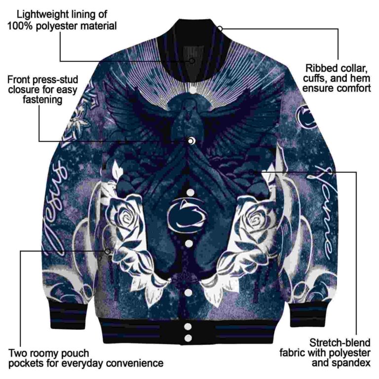 custom penn state nittany lions praying hands blue jacket new arrival