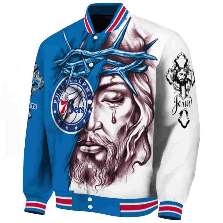 custom philadelphia 76ers jesus tears blue white jacket best selling