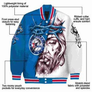 custom philadelphia 76ers jesus tears blue white jacket new arrival