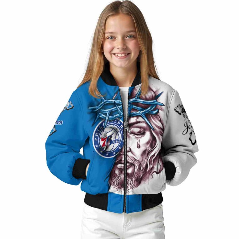 custom philadelphia 76ers jesus tears blue white jacket top rated