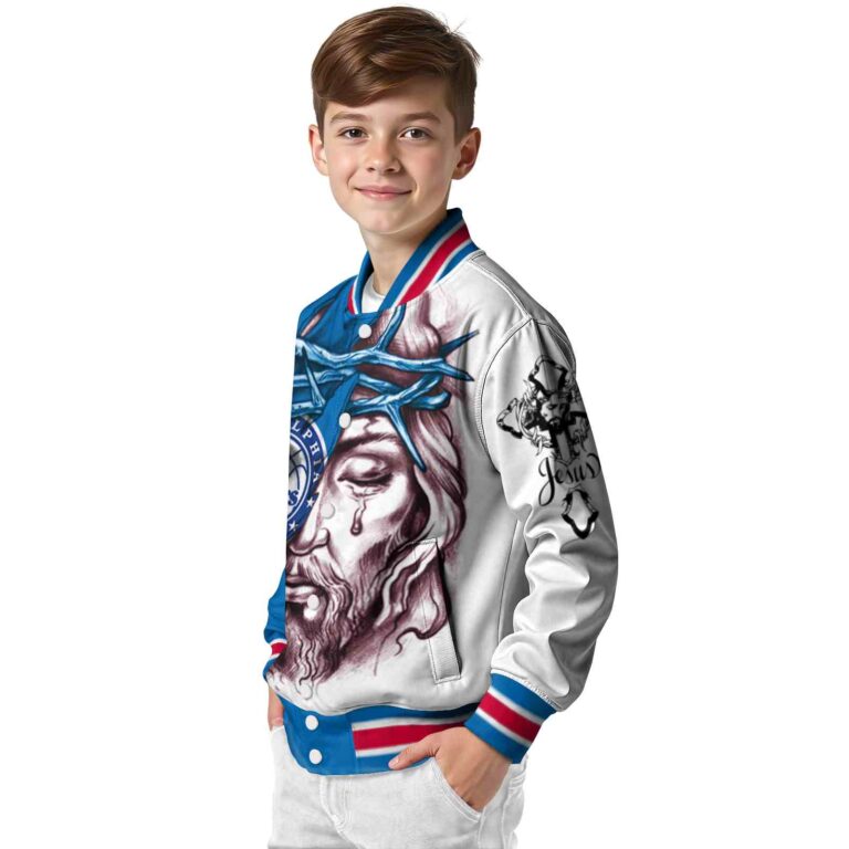 custom philadelphia 76ers jesus tears blue white jacket trendy