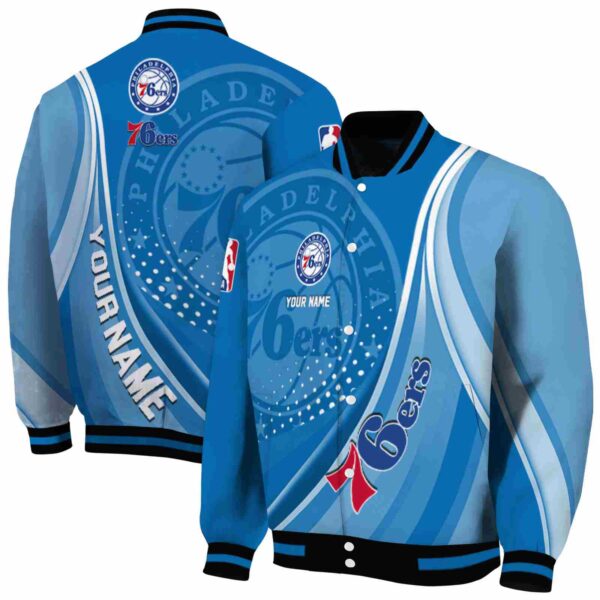 custom philadelphia 76ers wave patterns blue jacket fashion forward