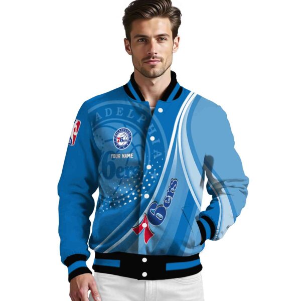 custom philadelphia 76ers wave patterns blue jacket high quality