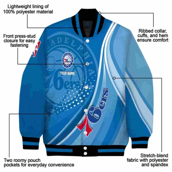 custom philadelphia 76ers wave patterns blue jacket new arrival