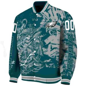 custom philadelphia eagles fishing art green jacket best selling