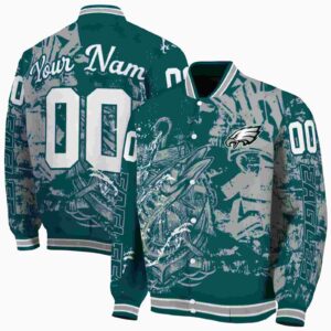 custom philadelphia eagles fishing art green jacket fashion forward