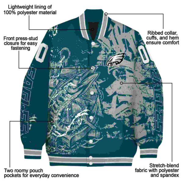 custom philadelphia eagles fishing art green jacket new arrival