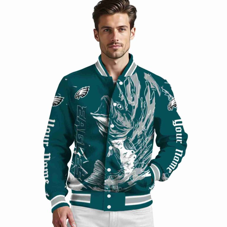 custom philadelphia eagles fishing passion green white jacket high quality
