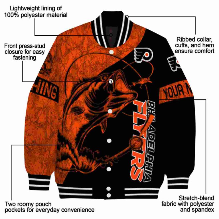 custom philadelphia flyers fishing rod black jacket new arrival