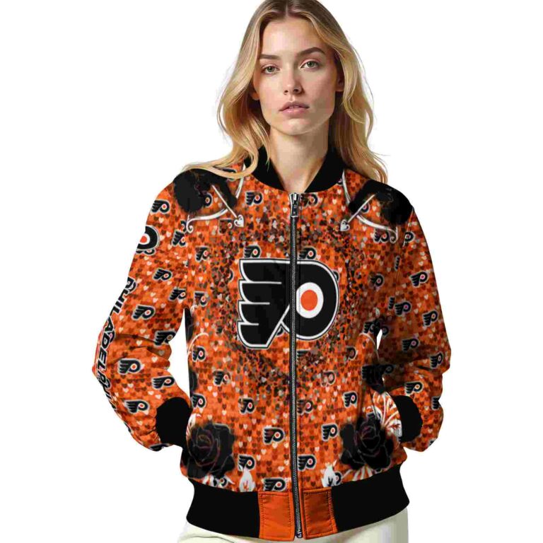 custom philadelphia flyers heart explosion orange jacket latest model