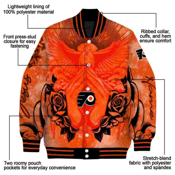 custom philadelphia flyers praying hands orange jacket new arrival