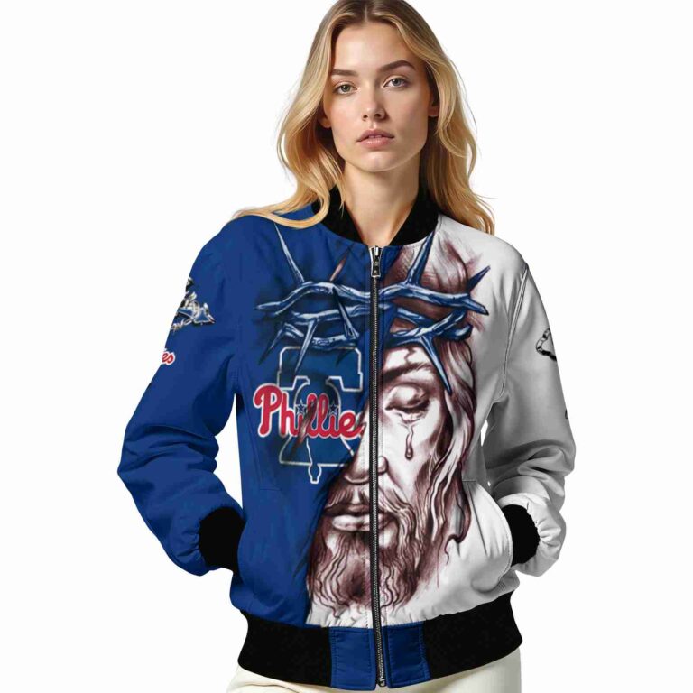 custom philadelphia phillies jesus tears blue white jacket latest model