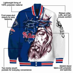 custom philadelphia phillies jesus tears blue white jacket new arrival