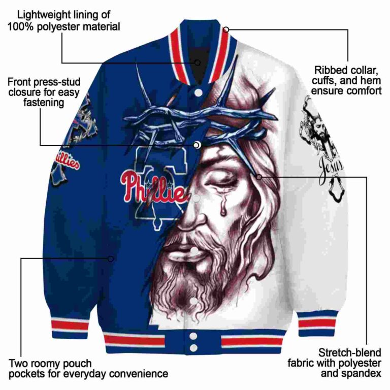 custom philadelphia phillies jesus tears blue white jacket new arrival