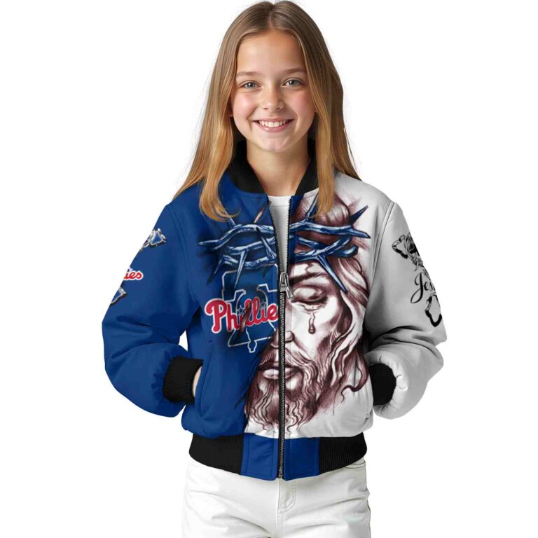 custom philadelphia phillies jesus tears blue white jacket top rated