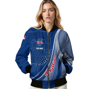 custom philadelphia phillies wave patterns blue jacket latest model
