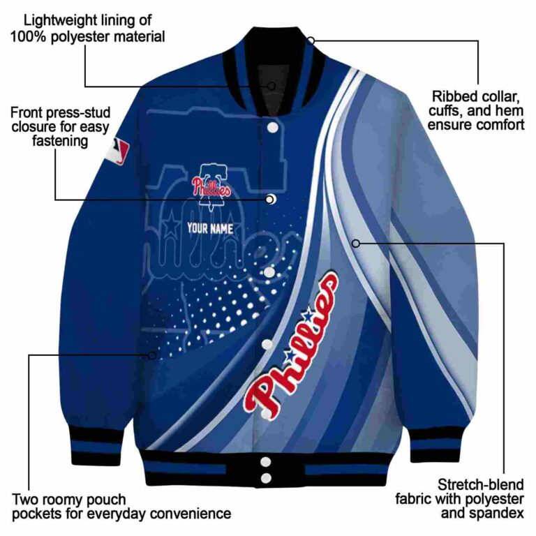 custom philadelphia phillies wave patterns blue jacket new arrival