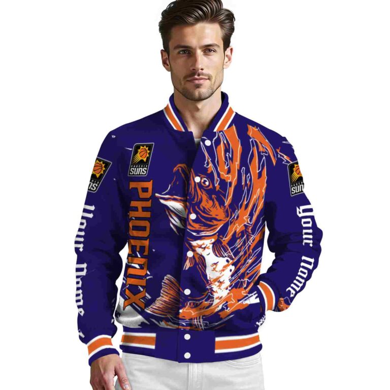custom phoenix suns fishing passion purple white jacket high quality