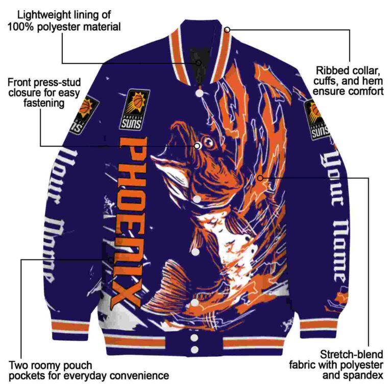 custom phoenix suns fishing passion purple white jacket new arrival