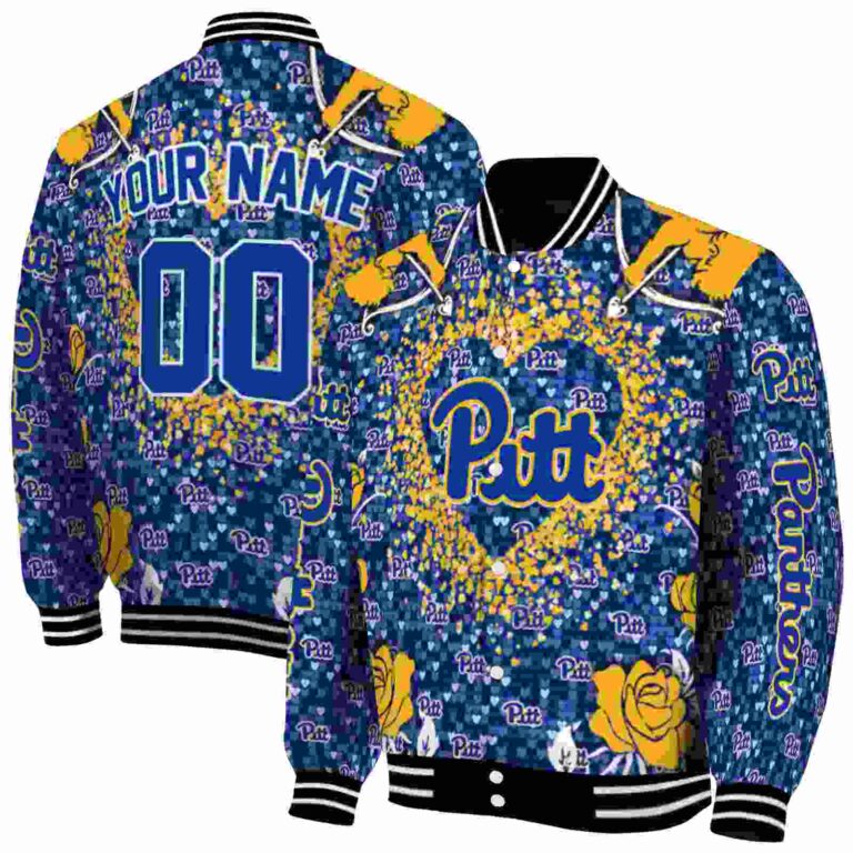 custom pittsburgh panthers heart explosion royal blue jacket fashion forward