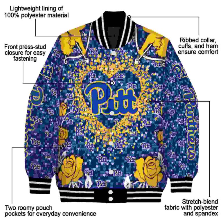 custom pittsburgh panthers heart explosion royal blue jacket new arrival