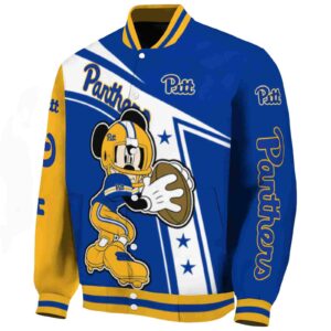 custom pittsburgh panthers mickey football royal blue white jacket best selling